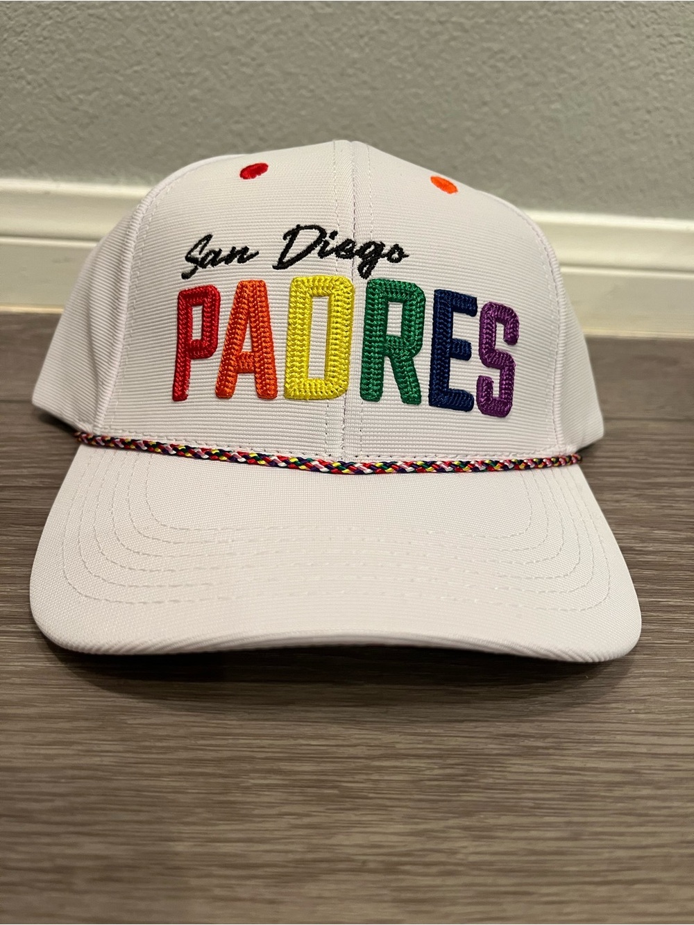 San Diego Padres White Rainbow Logo Baseball Cap